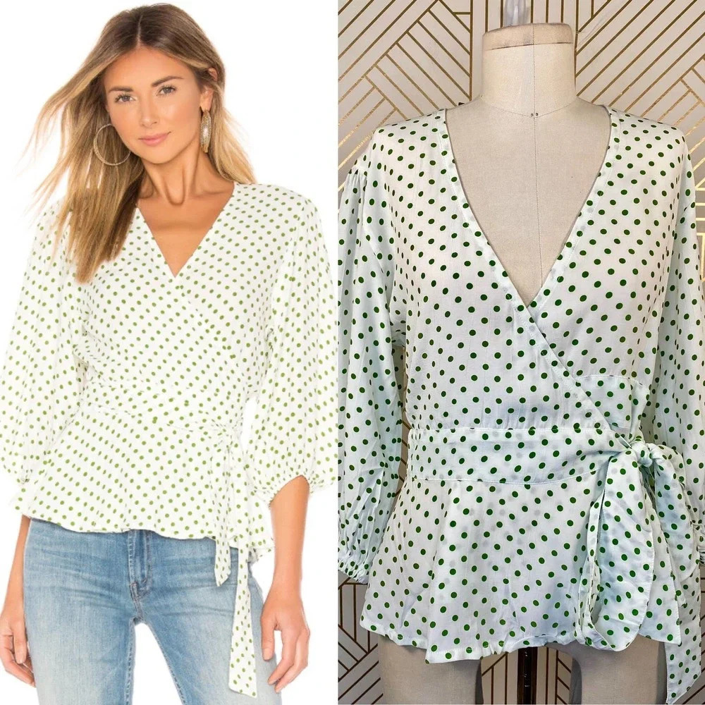 Faithfull The Brand Lula Dot Green‎ Lavender Top